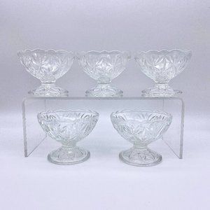 Vintage 1960s Anchor Hocking Pedestal Cups - Set of 5 Vintage Glass Cups